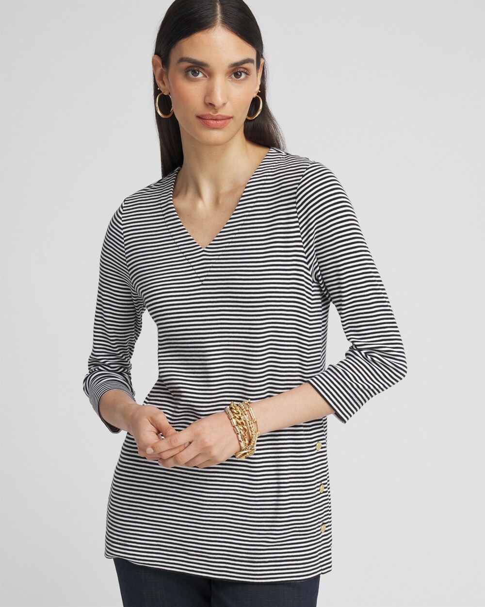 Stripe V-neck Tunic