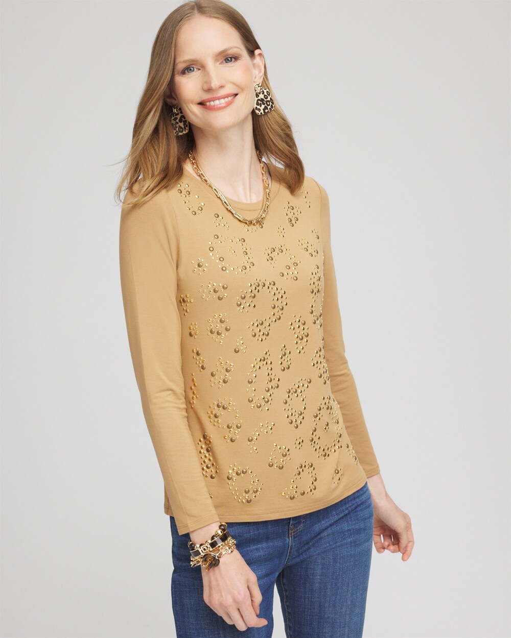 Touch of Cool&#8482; Embellished Leopard Layering Tee