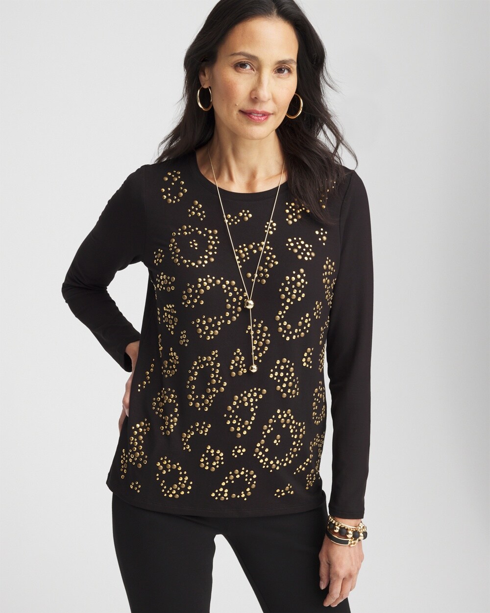 Touch of Cool&#8482; Embellished Leopard Layering Tee