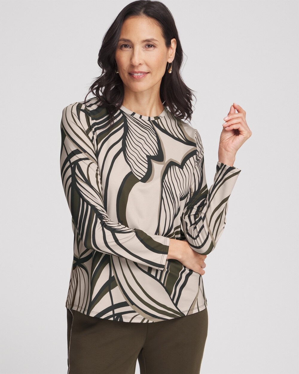 Zenergy\u00AE UPF Leaf Print Long Sleeve Sun Tee