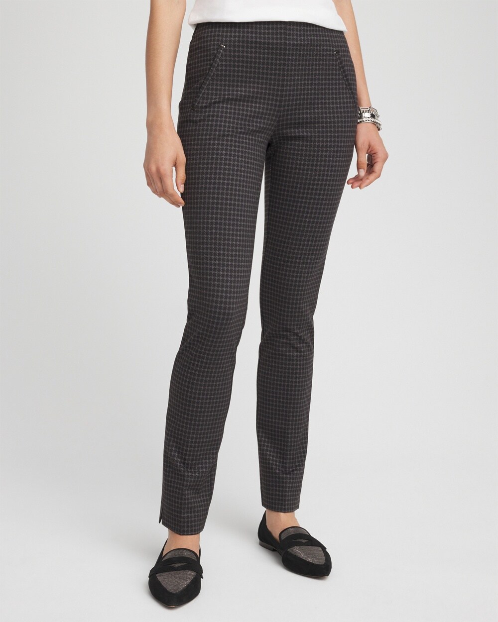 Juliet Tonal Check Slim Ankle Pants