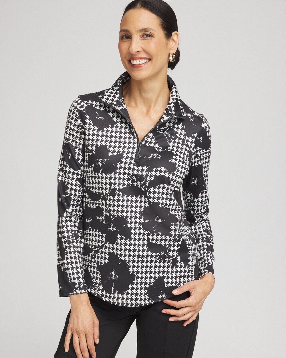 Zenergy\u00AE UPF Houndstooth Mock Neck Golf Top