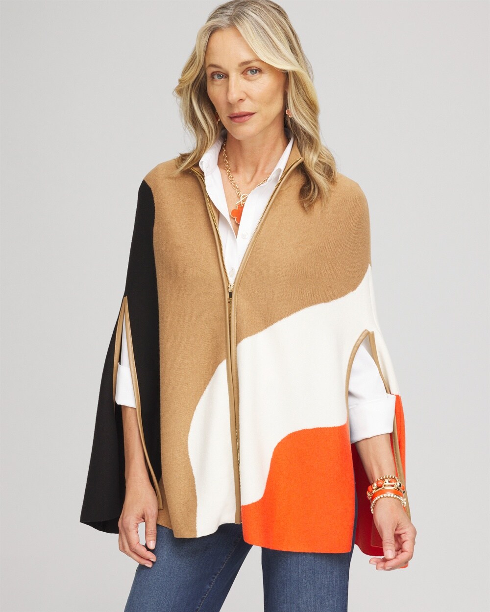 Colorblock Sweater Cape