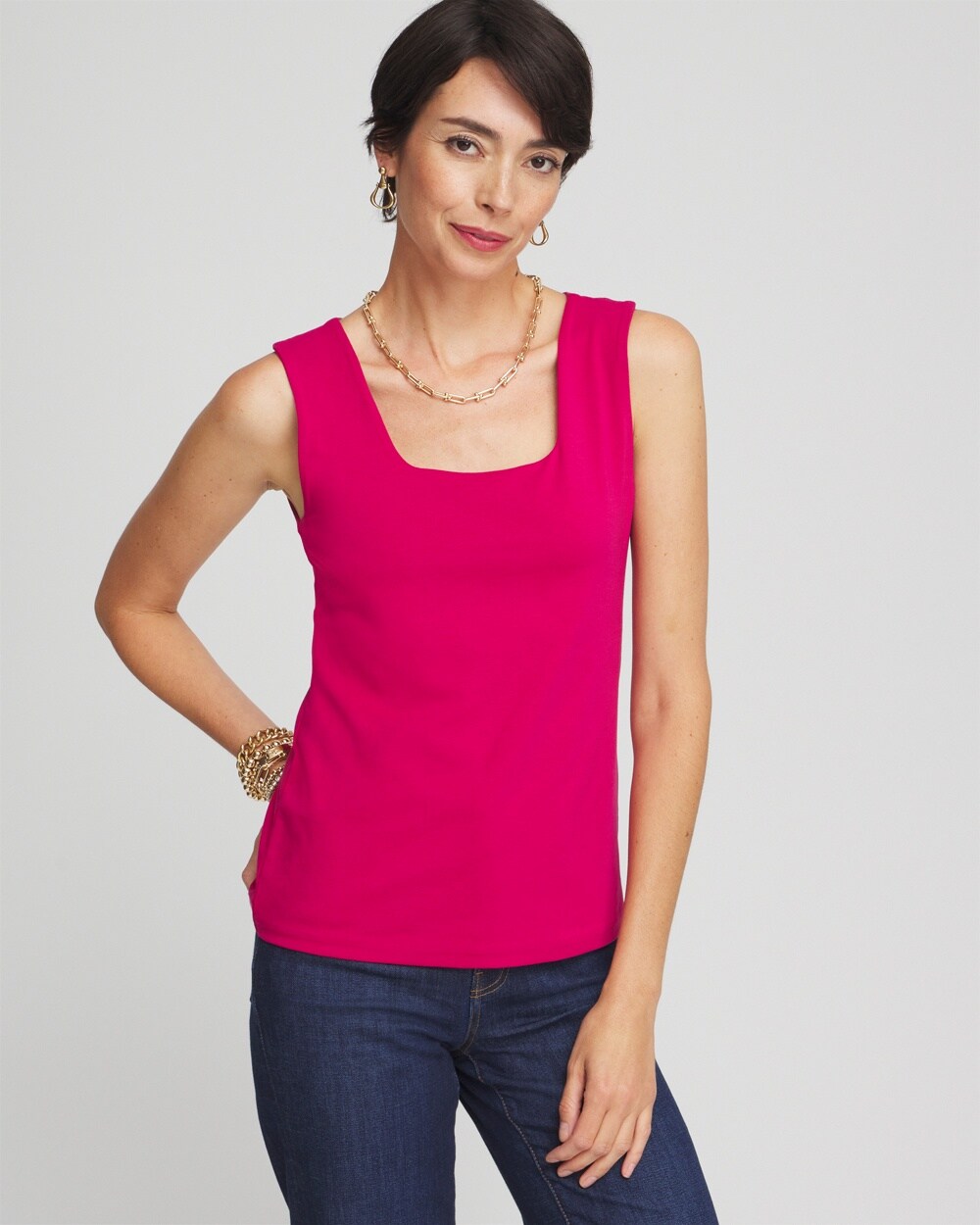 Contour Cotton&#8482; Square Neck Tank