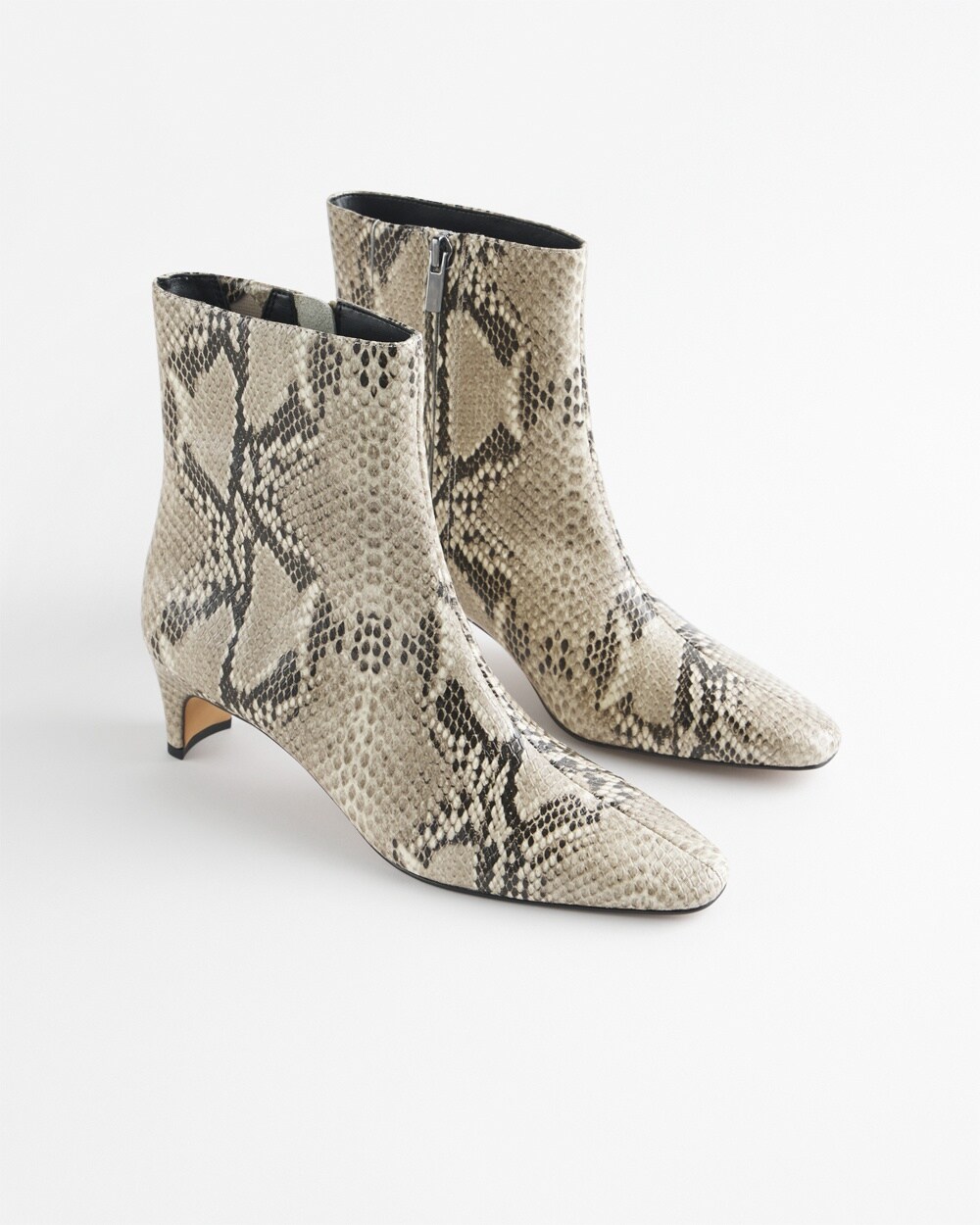 Faux Snakeskin Skinny Heel Ankle Boot