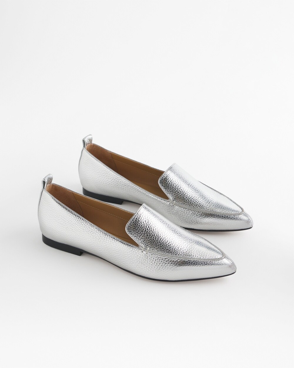 Silver Metallic Leather Loafer