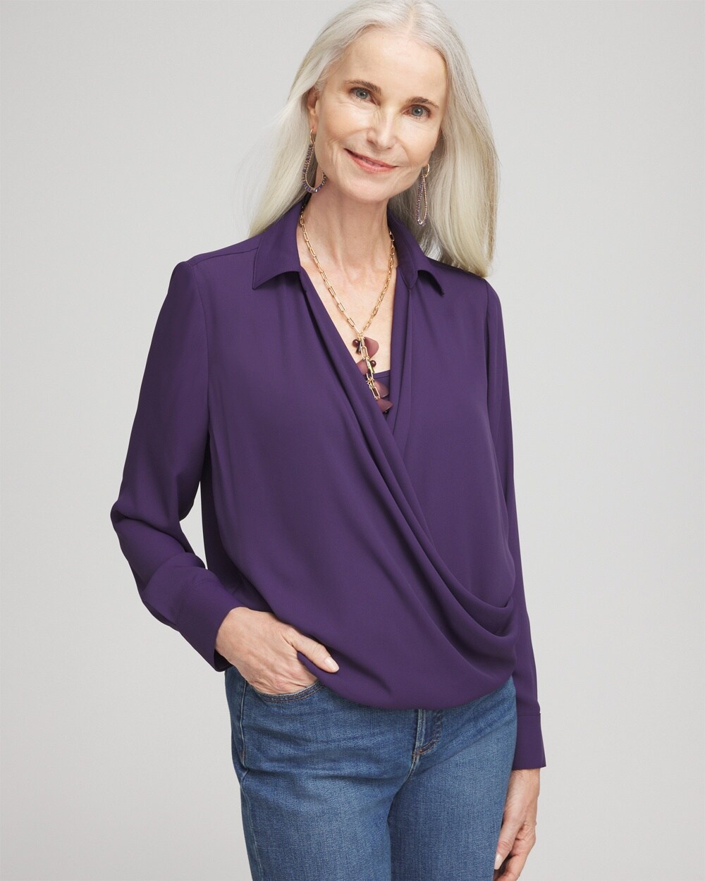 Surplice Bubble Hem Shirt