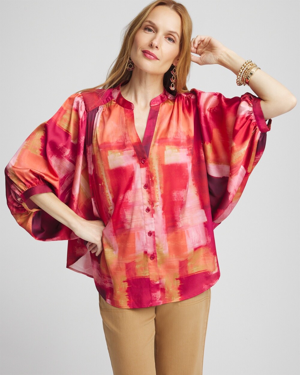 Satin Dolman Sleeve Shirt