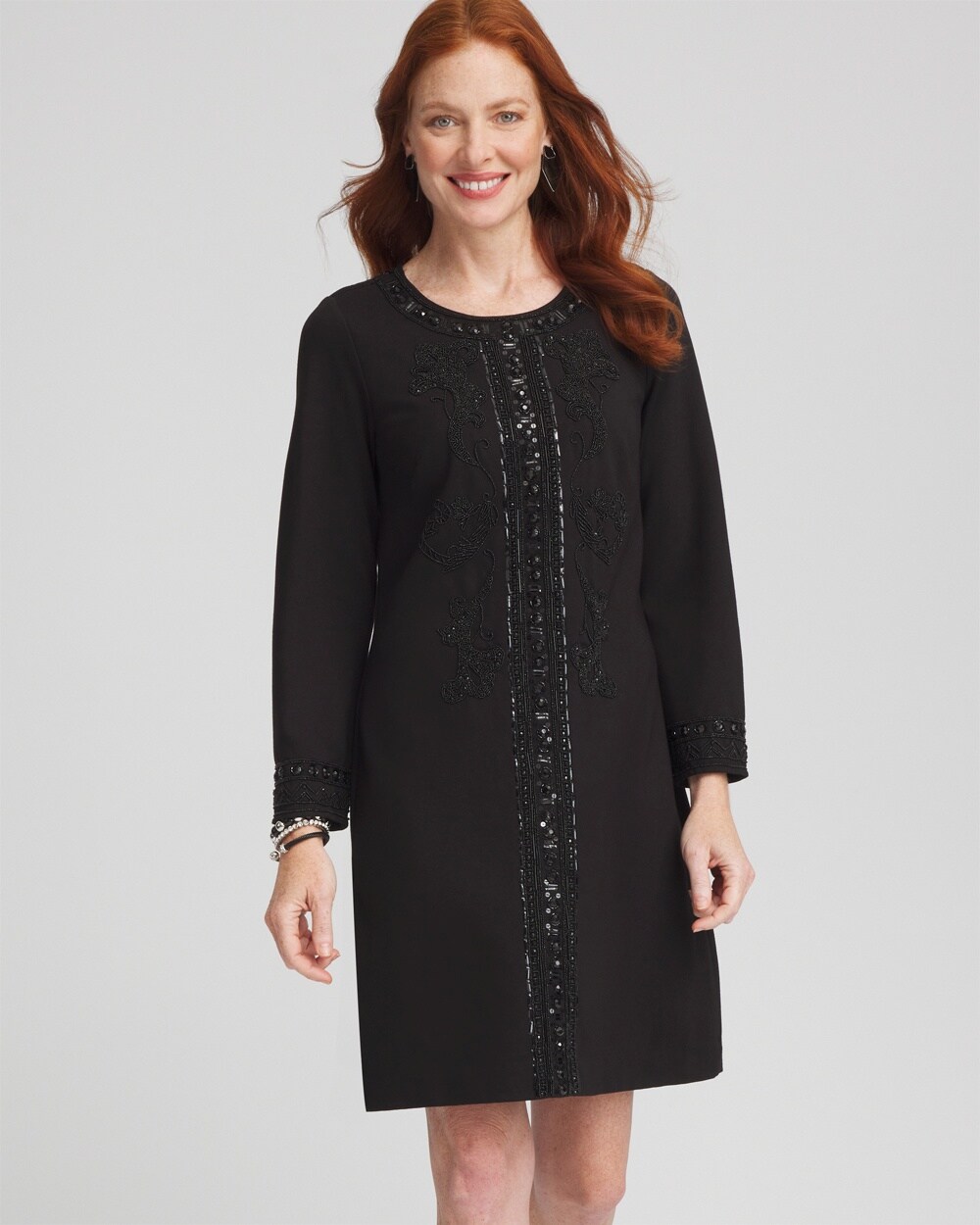 Embellished Ponte Sheath Dress