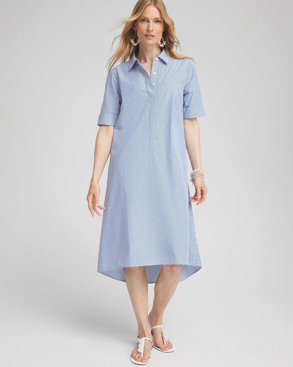 Cotton Stripe Shirt Dress