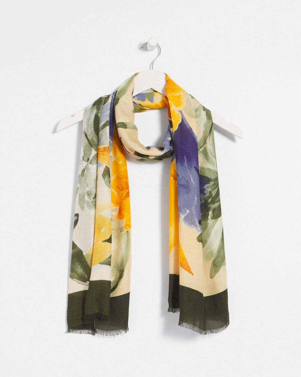 Golden Floral Oblong Scarf