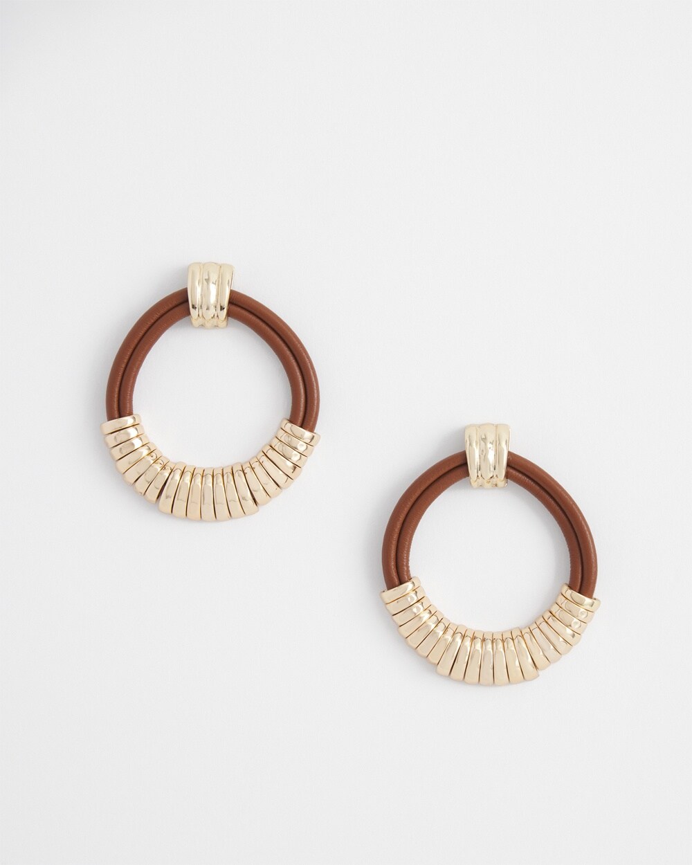 No Droop&#8482; Neutral Leather Hoop Earrings