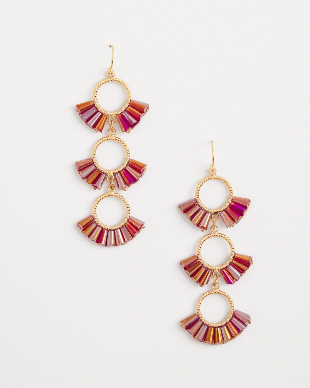 No Droop&#8482; Berry Triple Drop Earrings