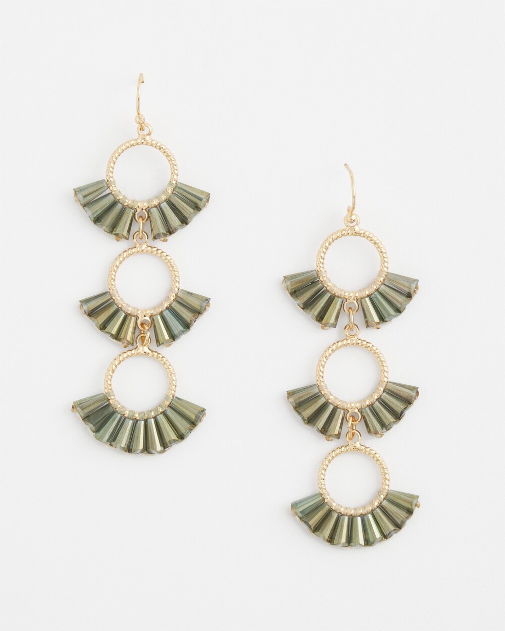 No Droop&#8482; Olive Triple Drop Earrings