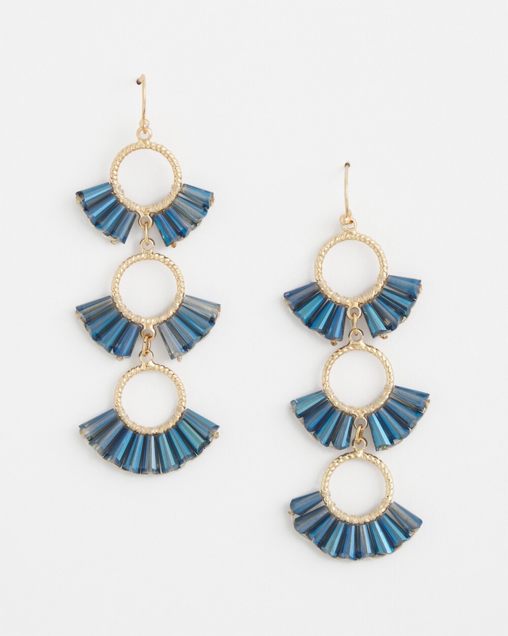 No Droop&#8482; Blue Triple Drop Earrings