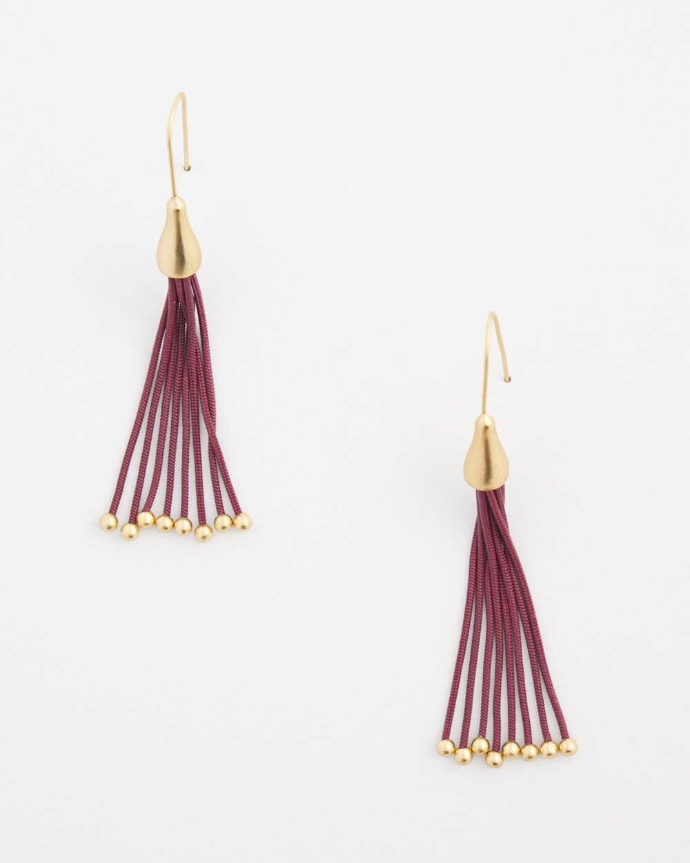 No Droop&#8482; Red Tassel Linear Earrings