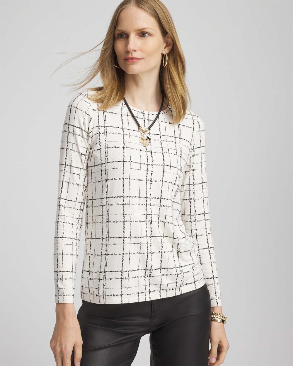 Touch of Cool&#8482; Plaid Long Sleeve Layering Tee