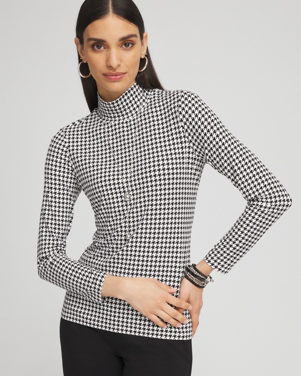 Touch of Cool&#8482; Houndstooth Mock Neck Layering Tee