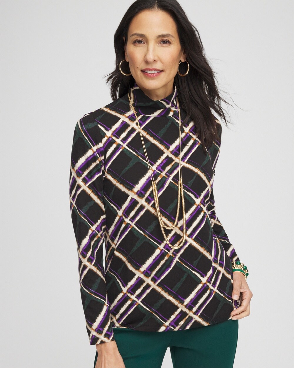 Touch of Cool&#8482; Plaid Mock Neck Layering Tee