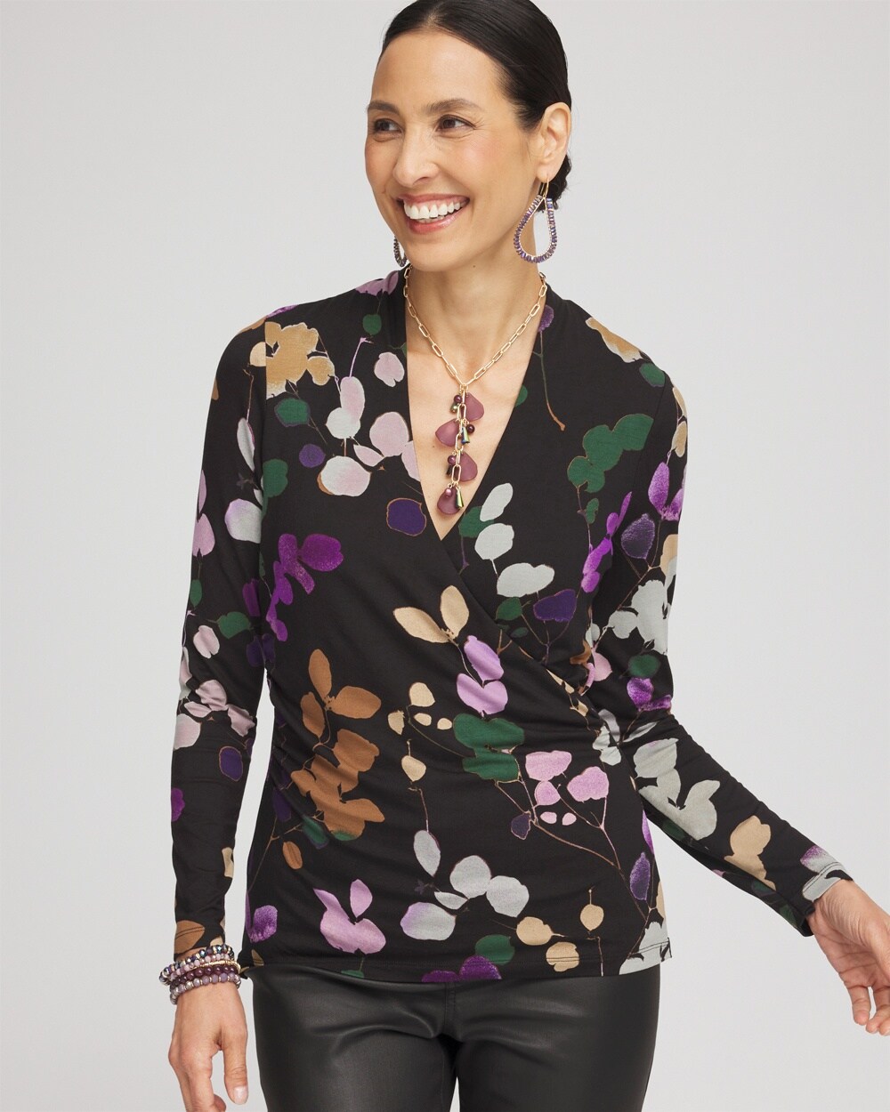 Touch of Cool&#8482; Sprigs Surplice Top