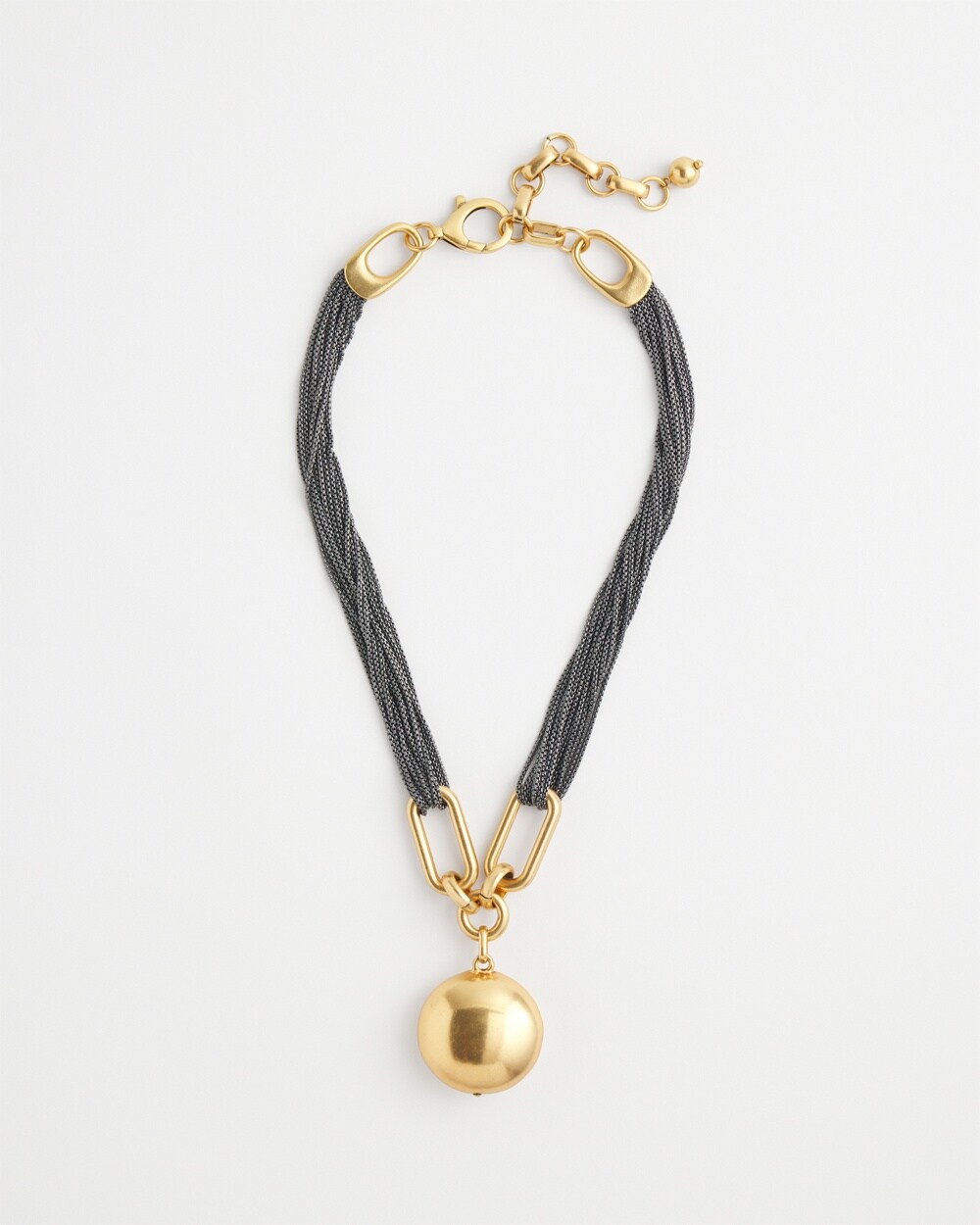 Mixed Metal Sphere Short Pendant Necklace