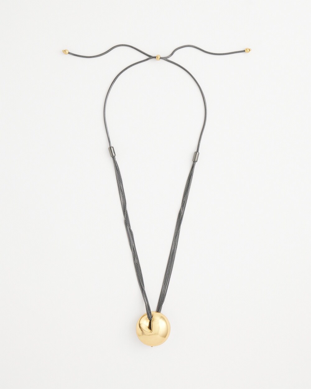 Mixed Metal Sphere Long Pendant Necklace