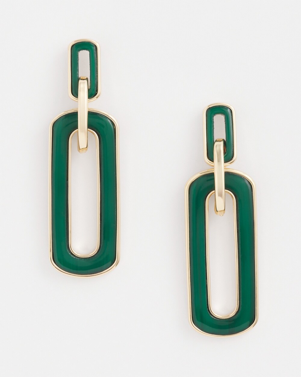 Green Oval Drop Earrings