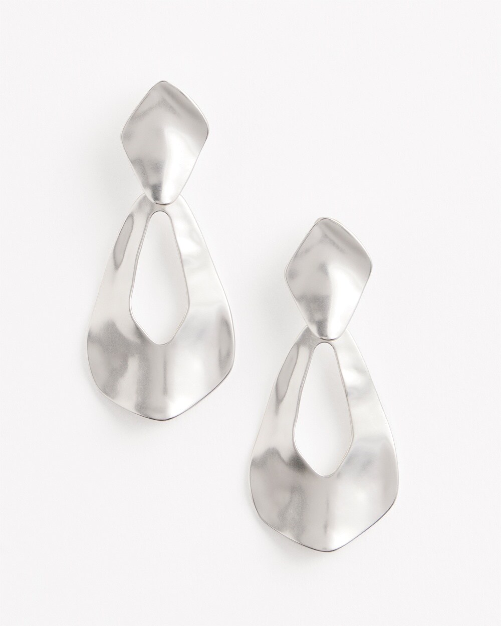 No Droop&#8482; Hammered Silver Tone Teardrop Clip Earrings