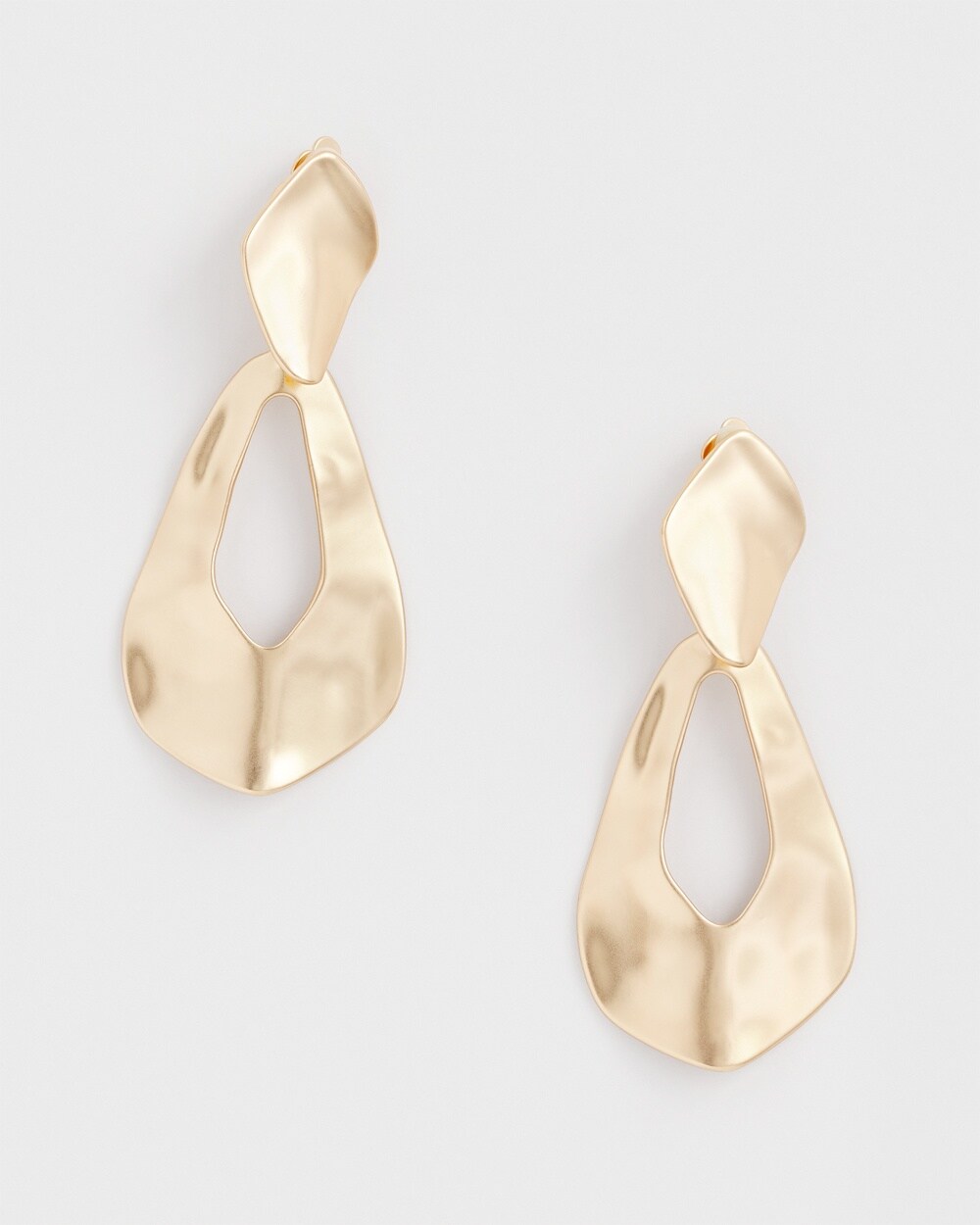 No Droop&#8482; Hammered Gold Tone Teardrop Clip Earrings