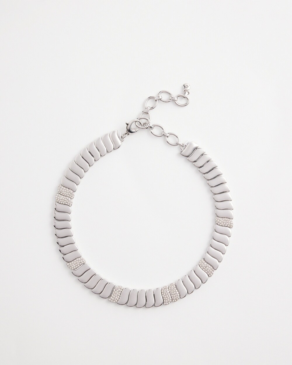 Silver Tone Pave Collar Necklace