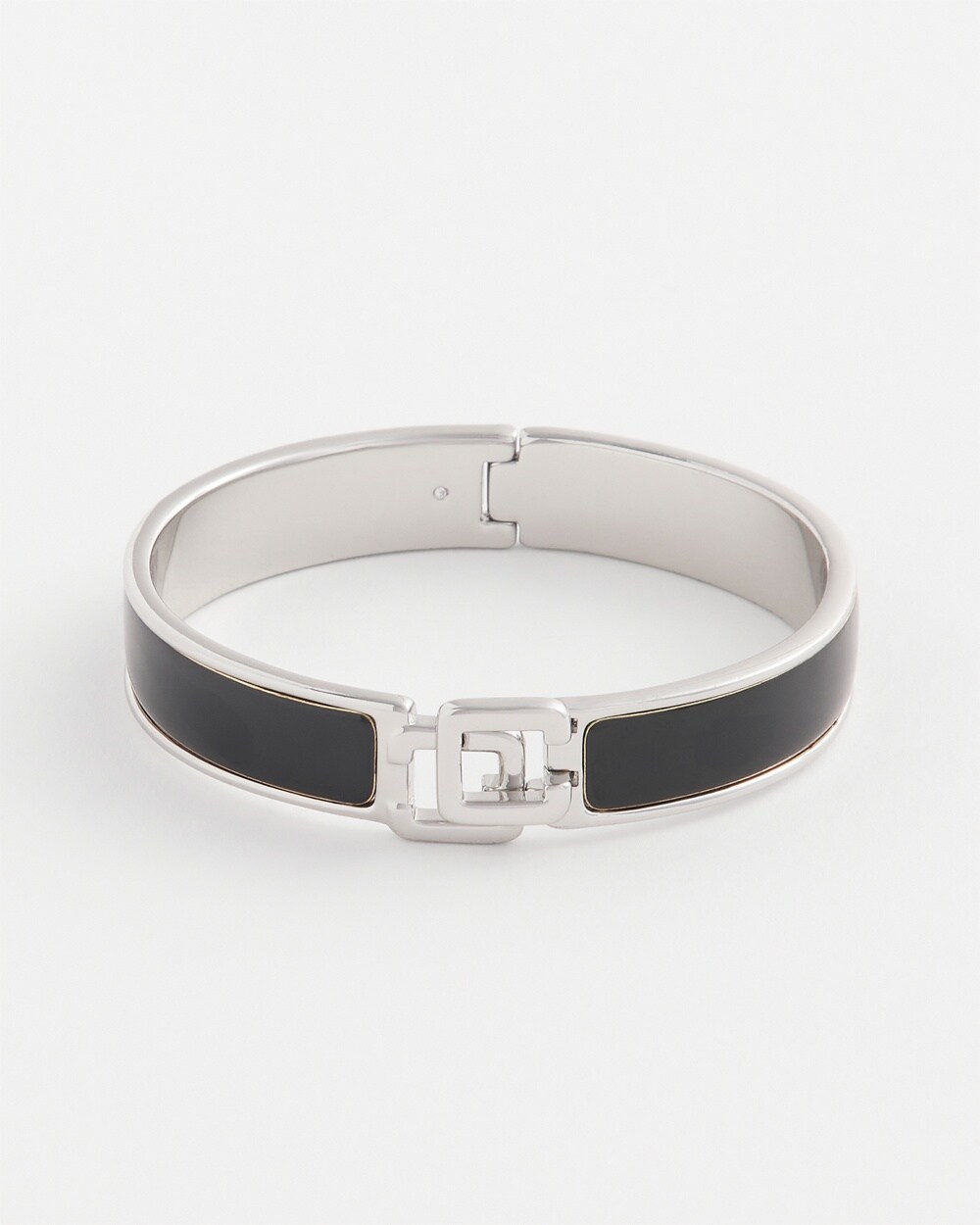 Chico's Click Black & Silver Bangle Bracelet