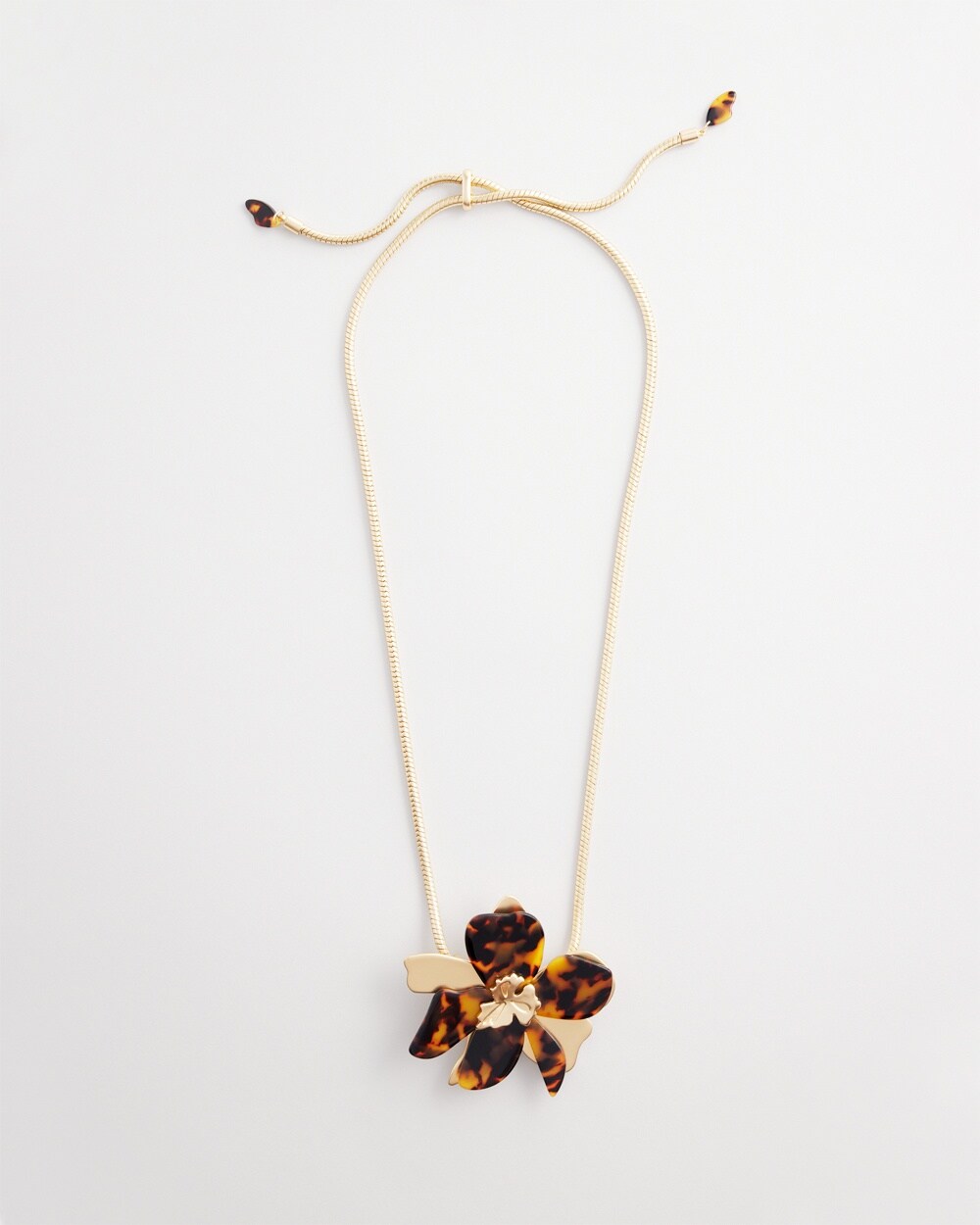 Faux Tortoise Floral Pendant Necklace