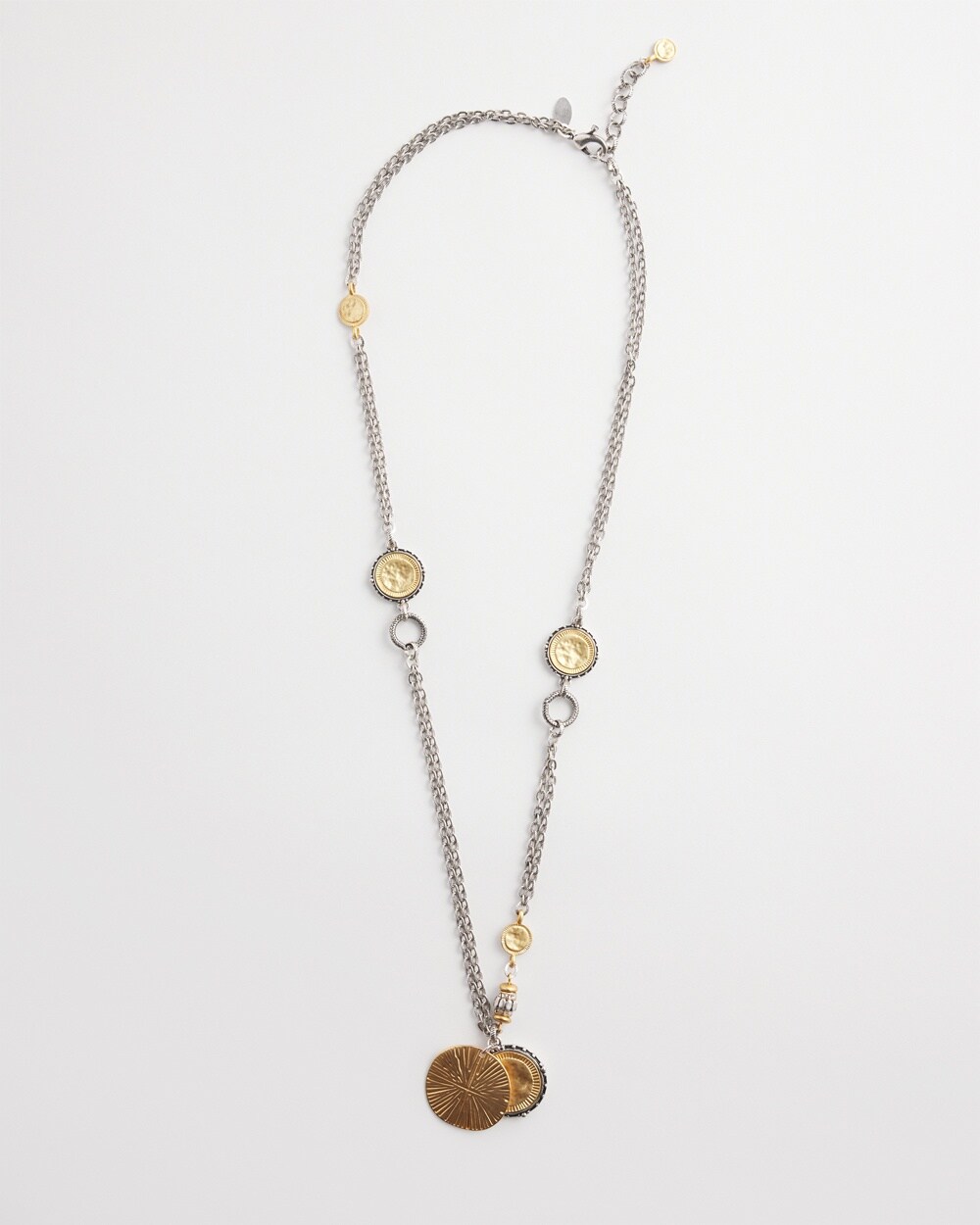 Mixed Metal Coin Pendant Necklace