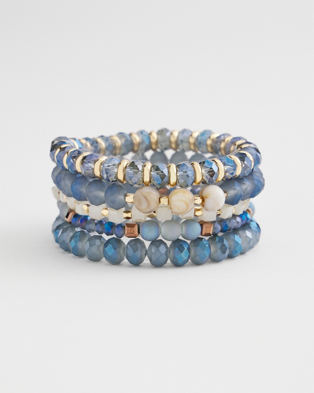 Set of Five Blue Stretch Bracelets