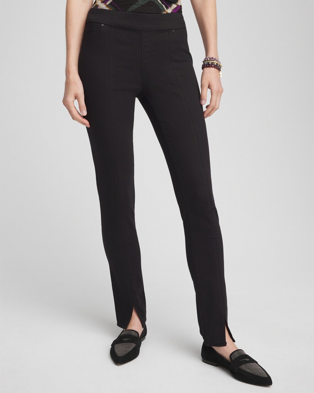 Front Slit Pull-On Ankle Jeggings