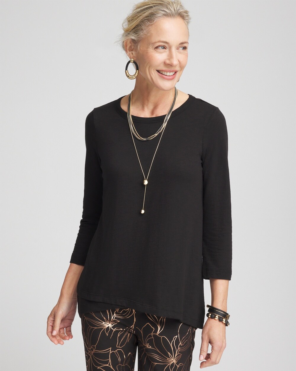 3/4 Sleeve Overlap Tunic