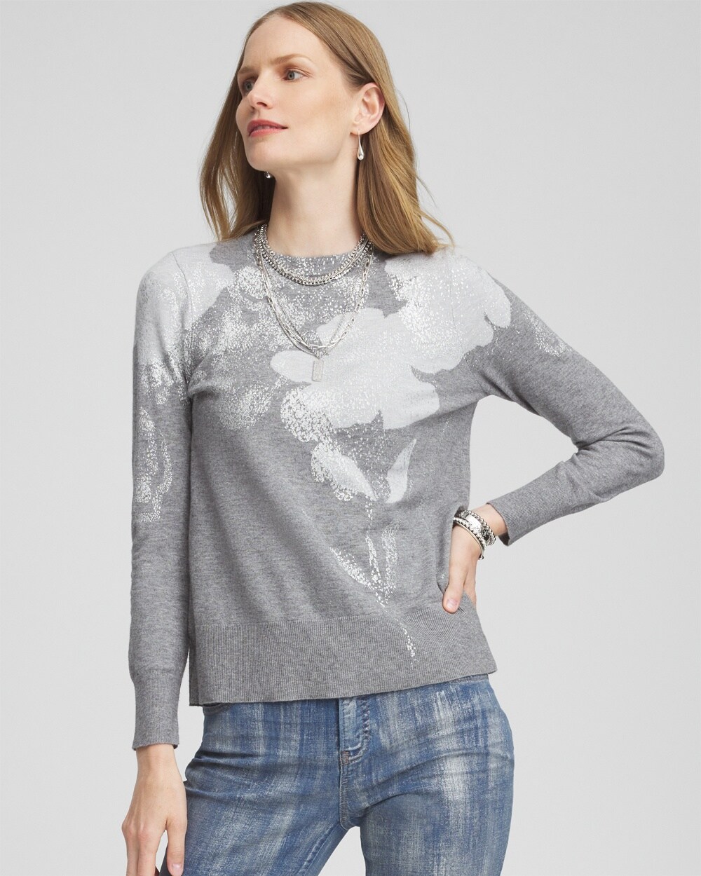 Silver Foil Intarsia Sweater