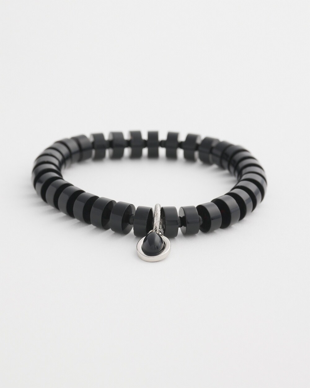 Black Agate Drop Off Stretch Bracelet