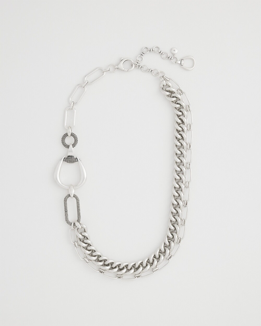 Silver Tone Horsebit Necklace