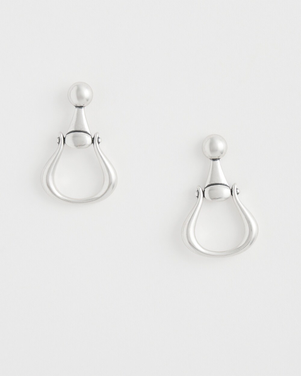 No Droop&#8482; Silver Tone Horsebit Drop Earrings