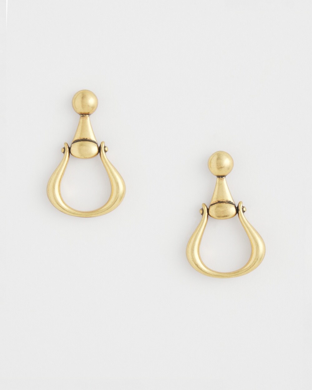 No Droop&#8482; Gold Tone Horsebit Drop Earrings