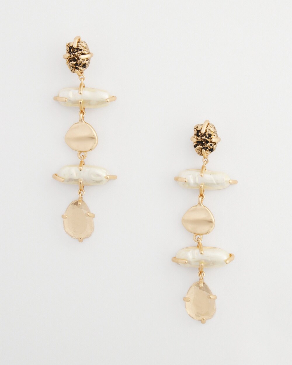 Gold Stone Linear Earrings