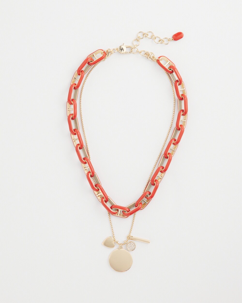 Orange Enamel Multistrand Necklace