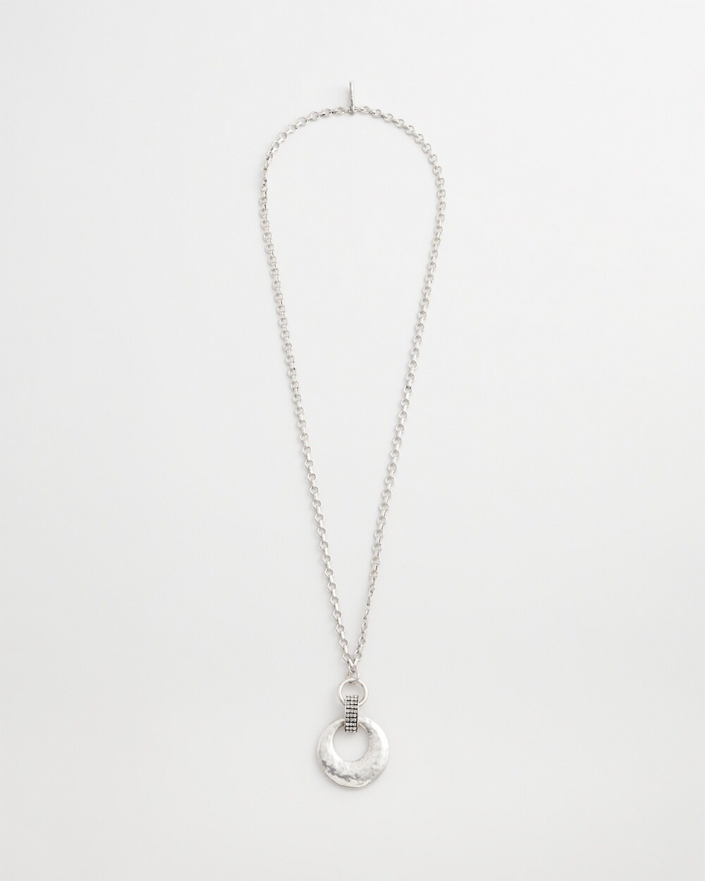 Silver-tone Circle Pendant Convertible Necklace