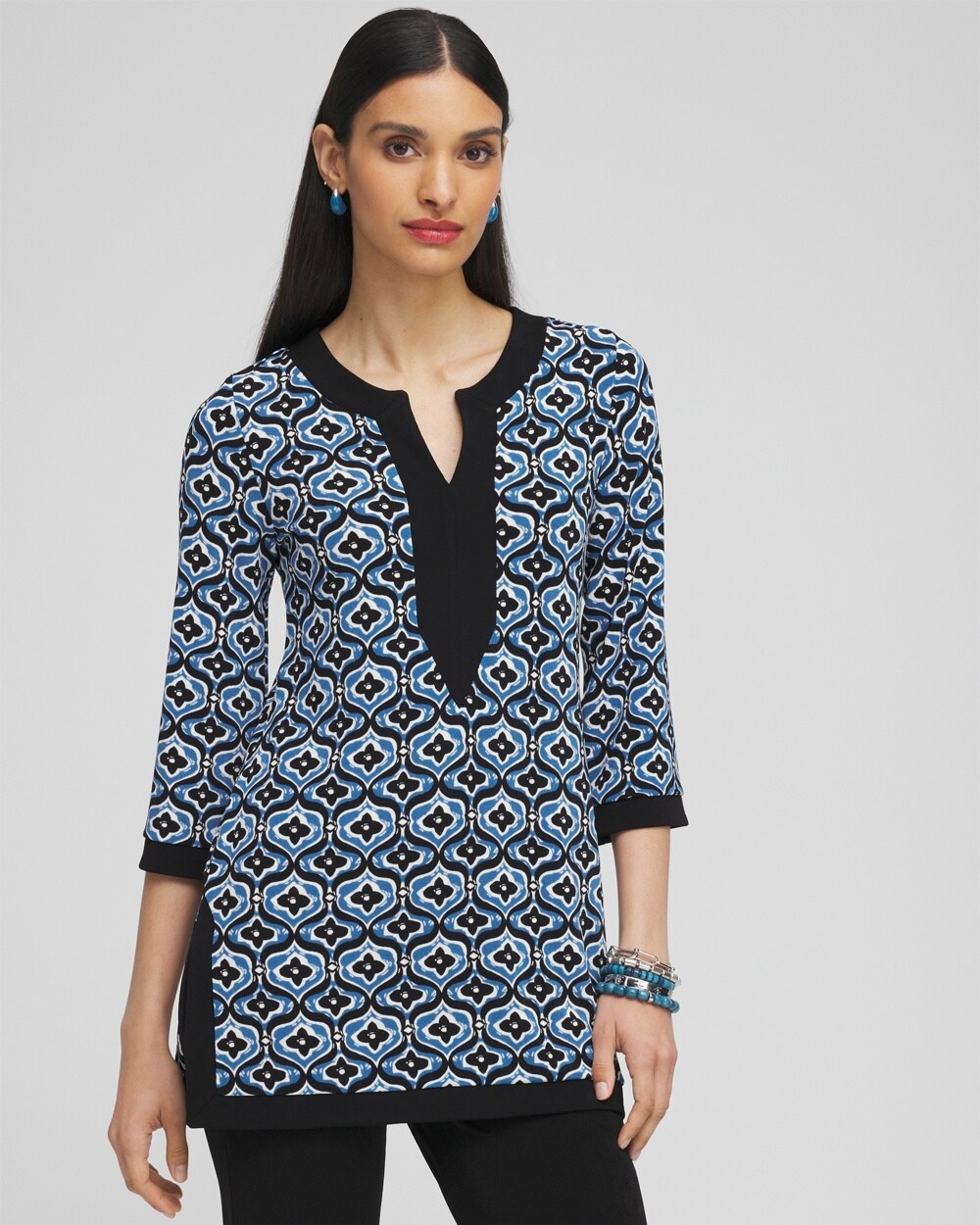 Travelers&#8482; Geo Print Kurta Top