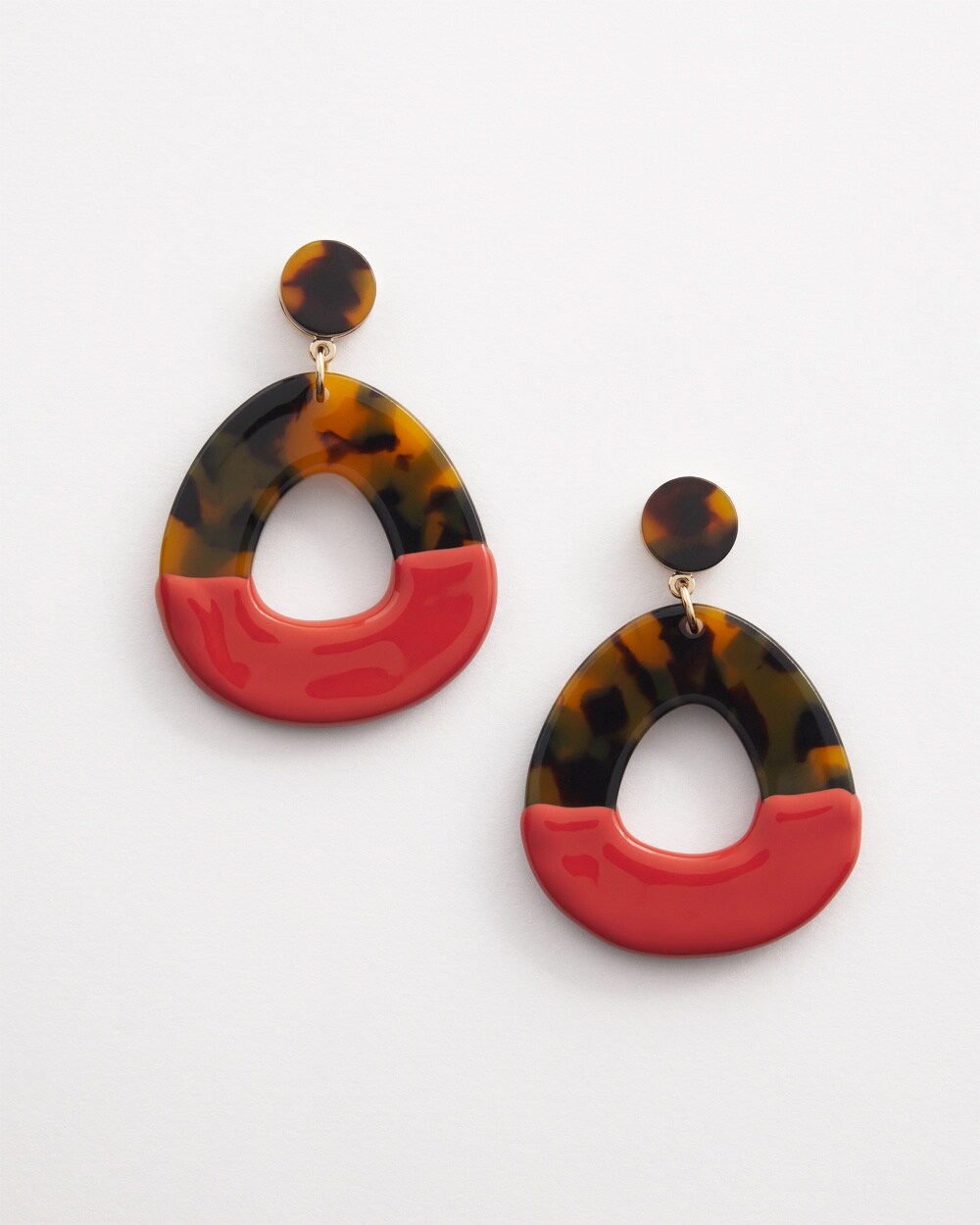 No Droop&#8482; Orange & Tortoise Hoop Earrings