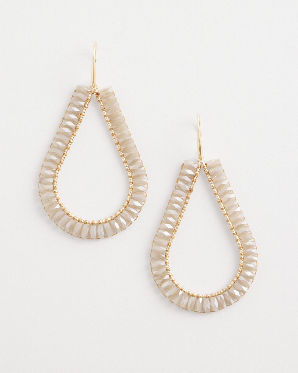 No Droop&#8482; Neautral Beaded Teardrop Earrings