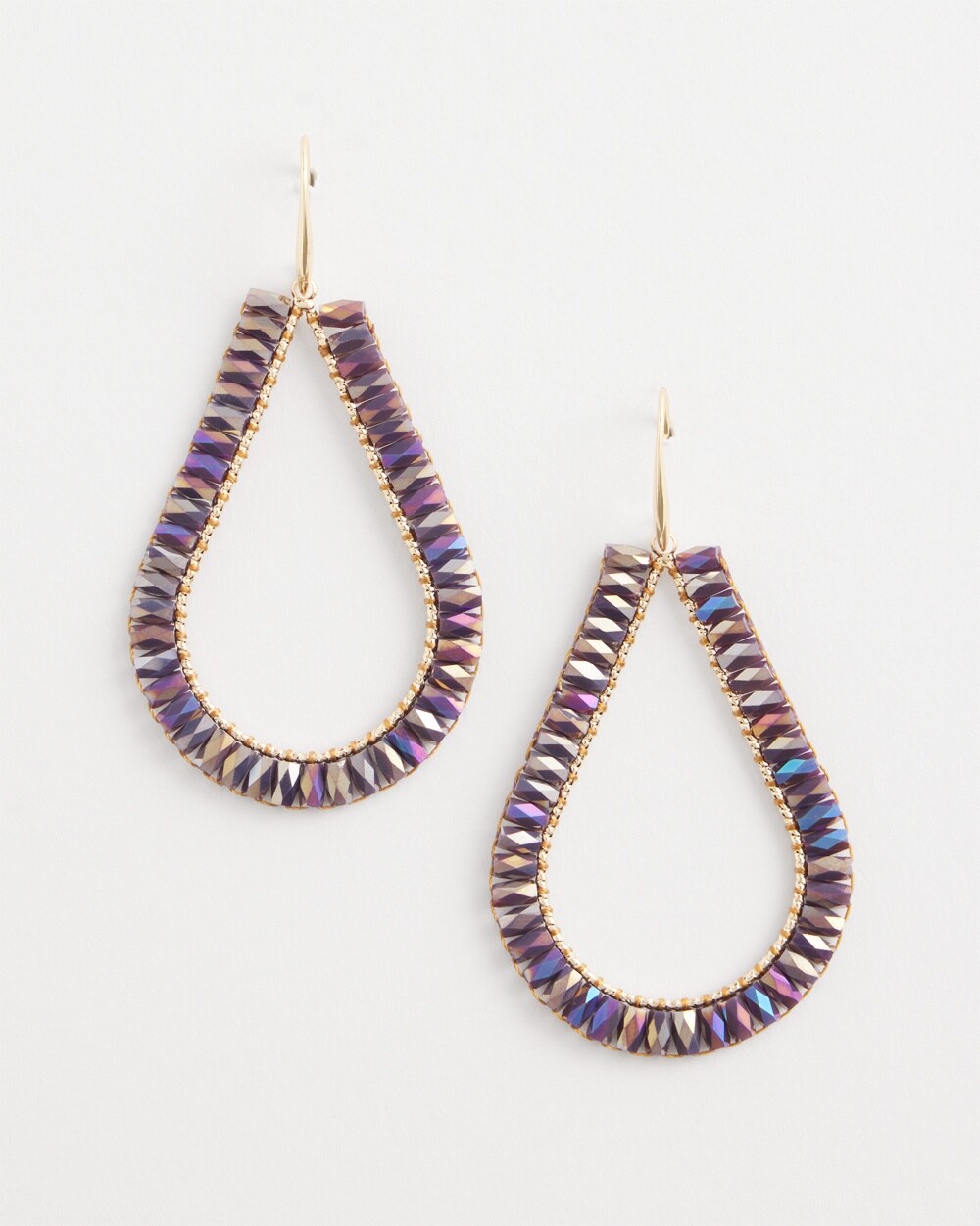 No Droop&#8482; Violet Beaded Teardrop Earrings