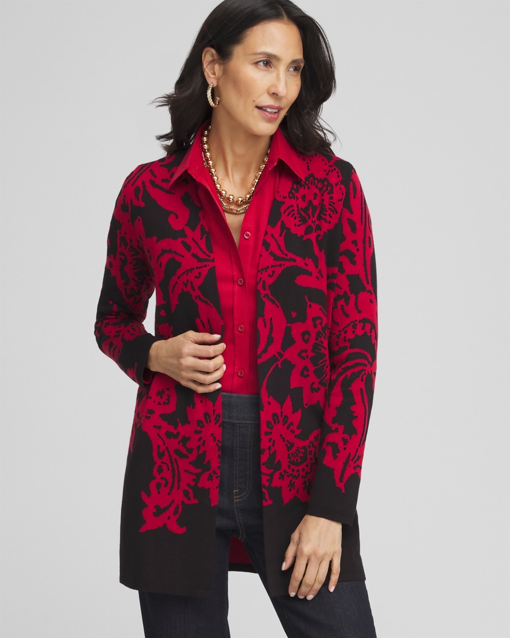 Floral Jacquard Cardigan