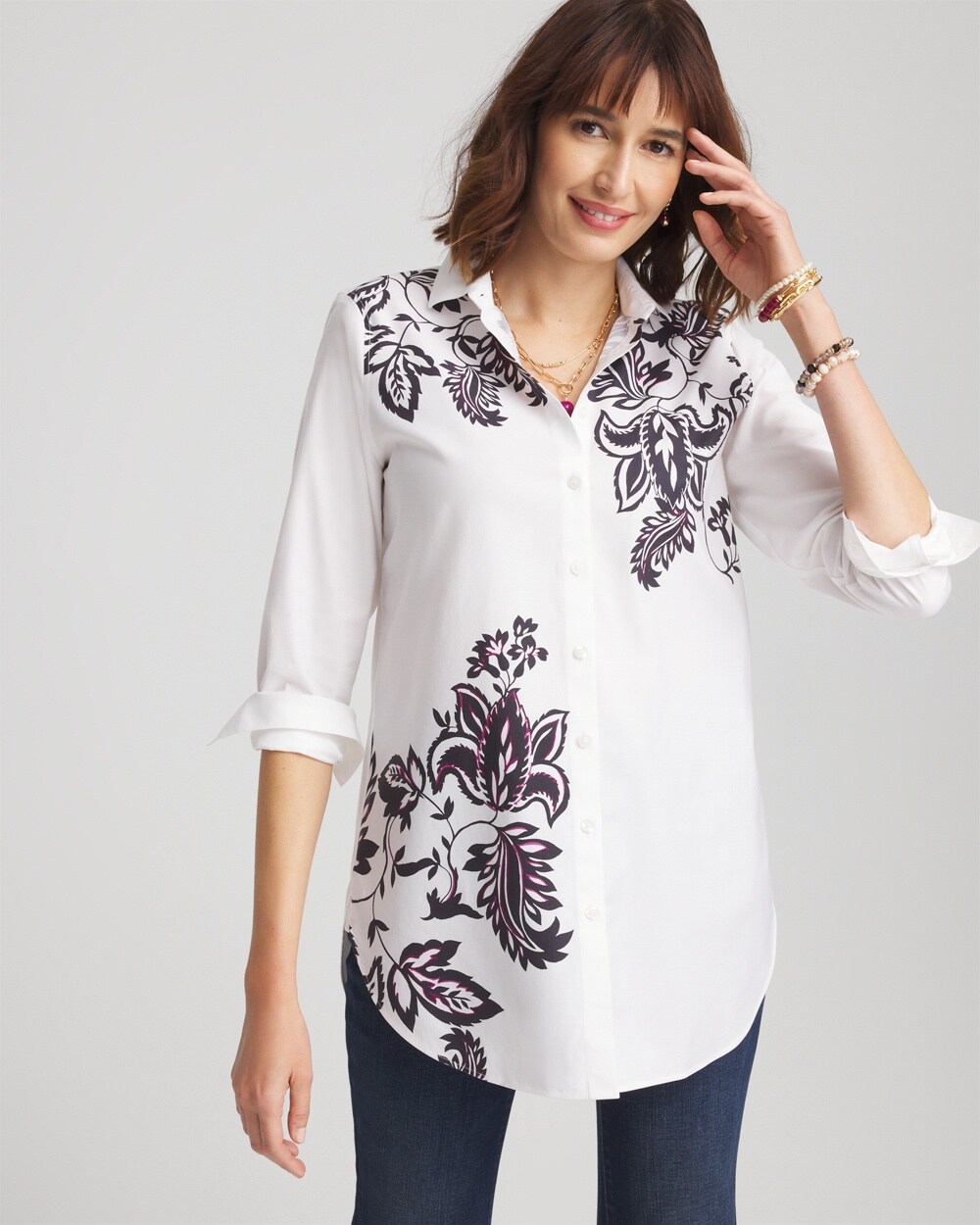 No Iron\u2122 Floral Stretch Tunic